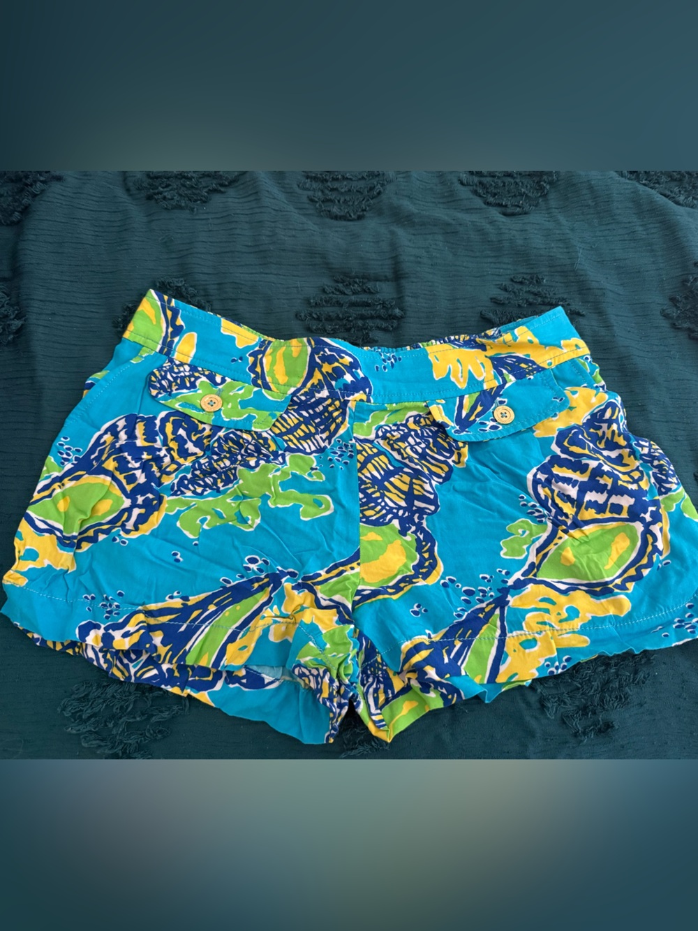 Lilly Pulitzer Turquoise Blue Yellow Green Printed Shorts